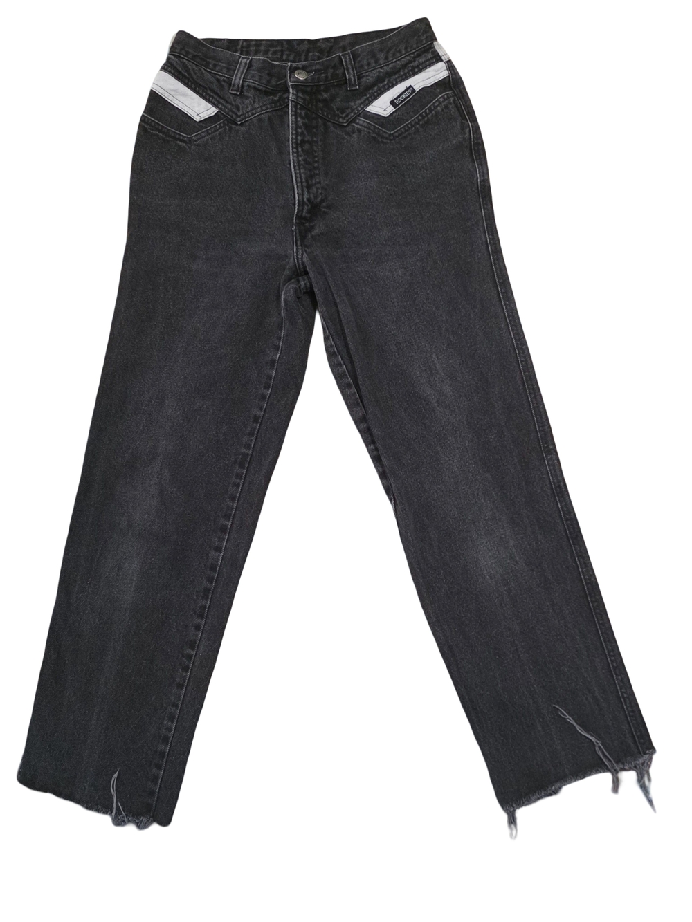 Rocky Mountian clothing Co Black High-Rise Straight Jeans with White Pocket Trim